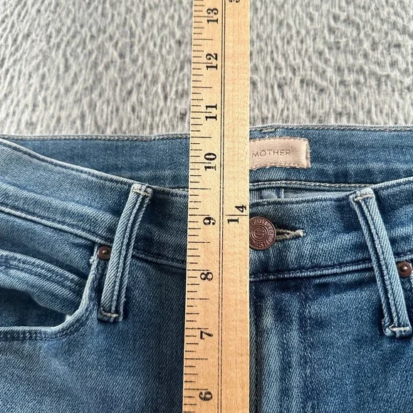 MOTHER Mid-Blue Frayed Hem Ankle Jeans - Picture 6 of 15